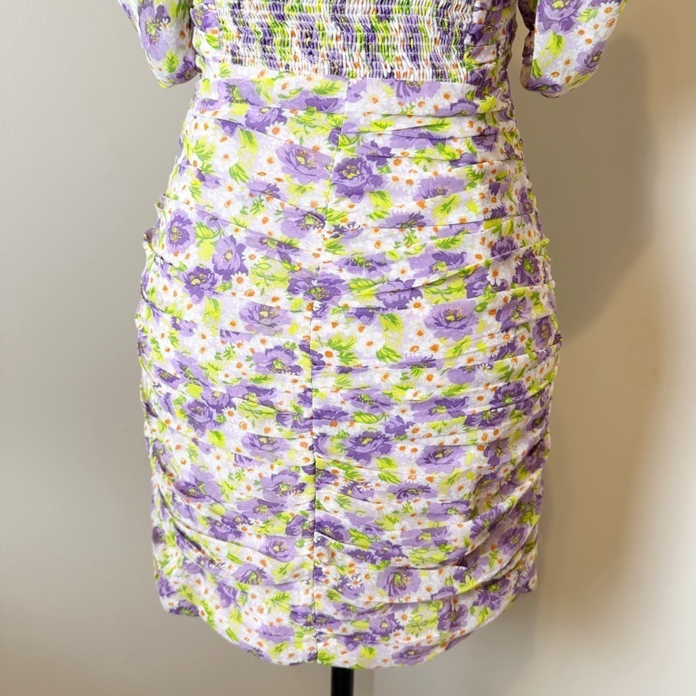 ZARA Ruched Floral Dress Small - Picture 9 of 12
